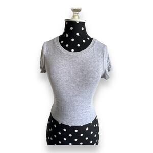 5/$35      Destined Womens Crop Top Sz S Round Neck Heather Gray‎ Knit Tee Shirt